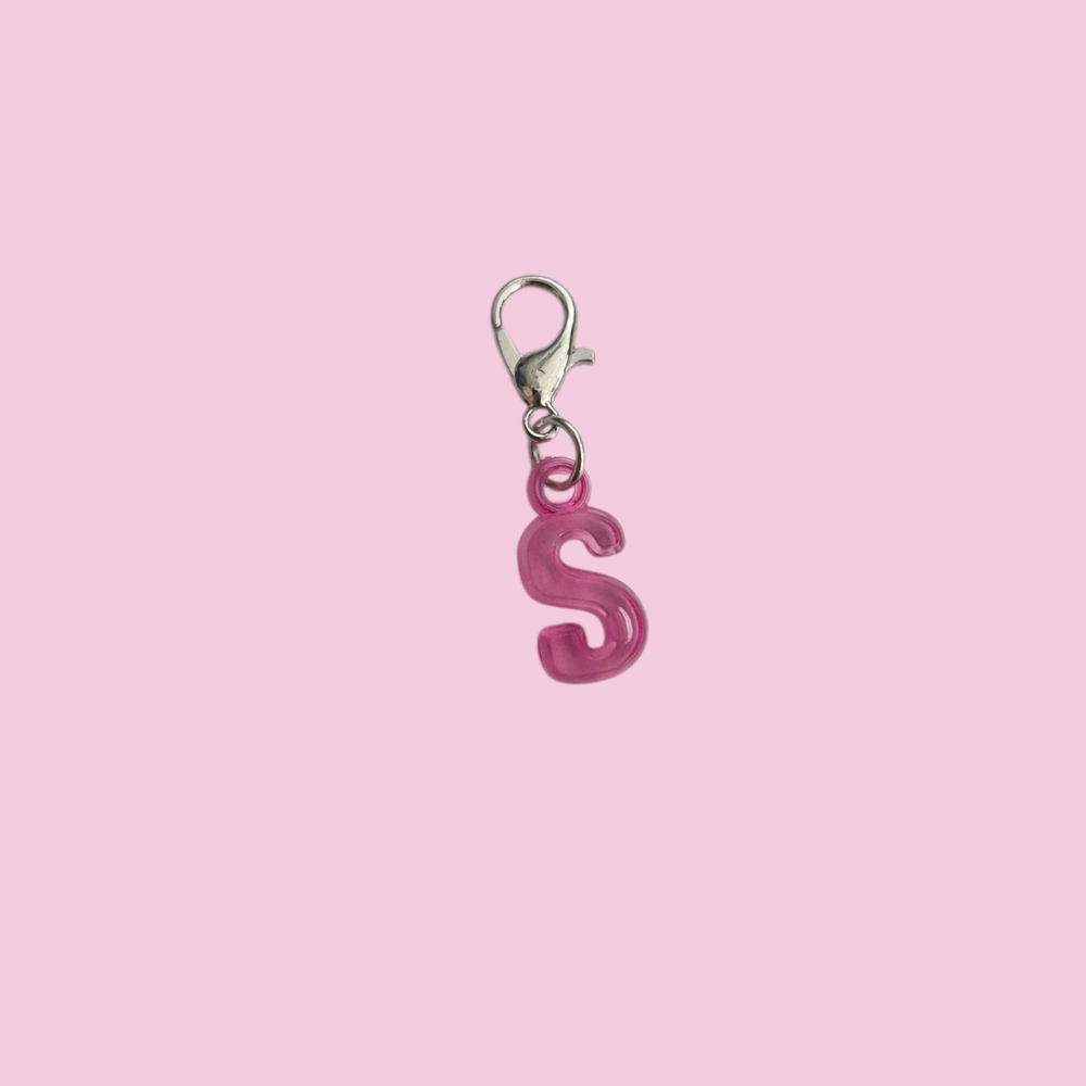 Pink 'S' Charm Keychain